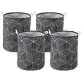 Kuber Industries Laundry Basket For Clothes|Foldable Laundry Hamper|Basket For Toys, Dirty clothes, Storage "45 LTR"-Pack of 4 (Black)